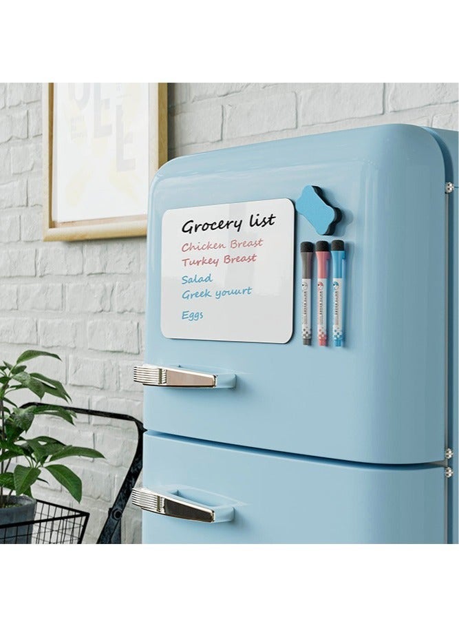 A4 Magnetic Fridge Dry Erase Whiteboard Sheet Self Adhesive with 3 Markers and 1 Board Eraser, Rounded Corner Family Message Board Office Memo, 21*30cm for Home Kitchen Fridge and Office Notice Board - Image 2