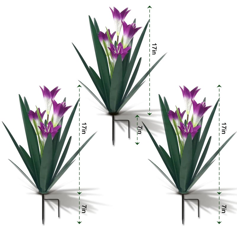 Homight Metal Agave Plant Outdoor Decoration Lily Mexican Yard Art Garden Gift Home Decor Hand Painted Metal Agave Garden Yard Statue, Outdoor Lawn Ornaments(3 Big Purple Lilies) - Image 5
