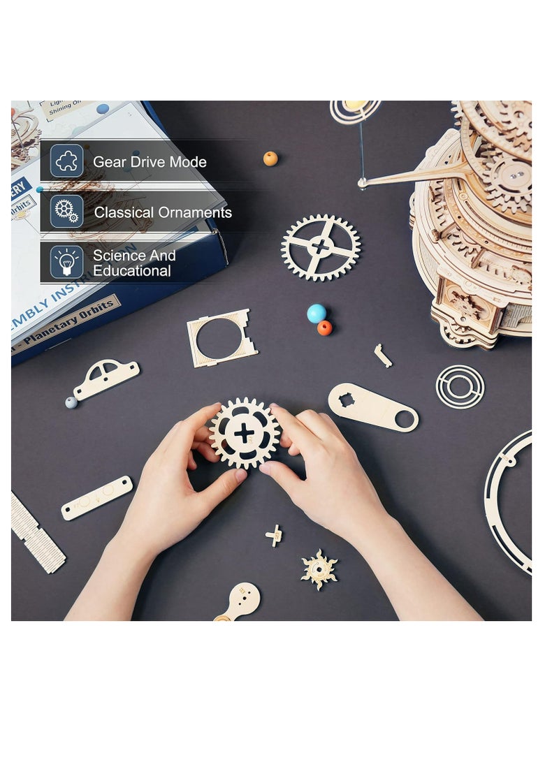 Robotime ROKR Mechanical Orrery ST001,3D Wooden Puzzles for Adults/Teens, Creative Home Decor, Unique Gift for Craft Hobby Adults/Teens - Image 3