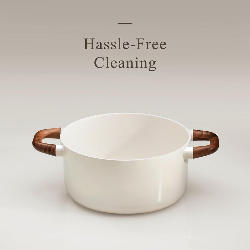 CAROTE 5QT Nonstick Stock Pot with Lid, 5 Quart Casserole with Ladle, Even Heating Stockpot, Fits All Stoves, Non Stick Big Cooking Pots PFOA Free, White - Image 4