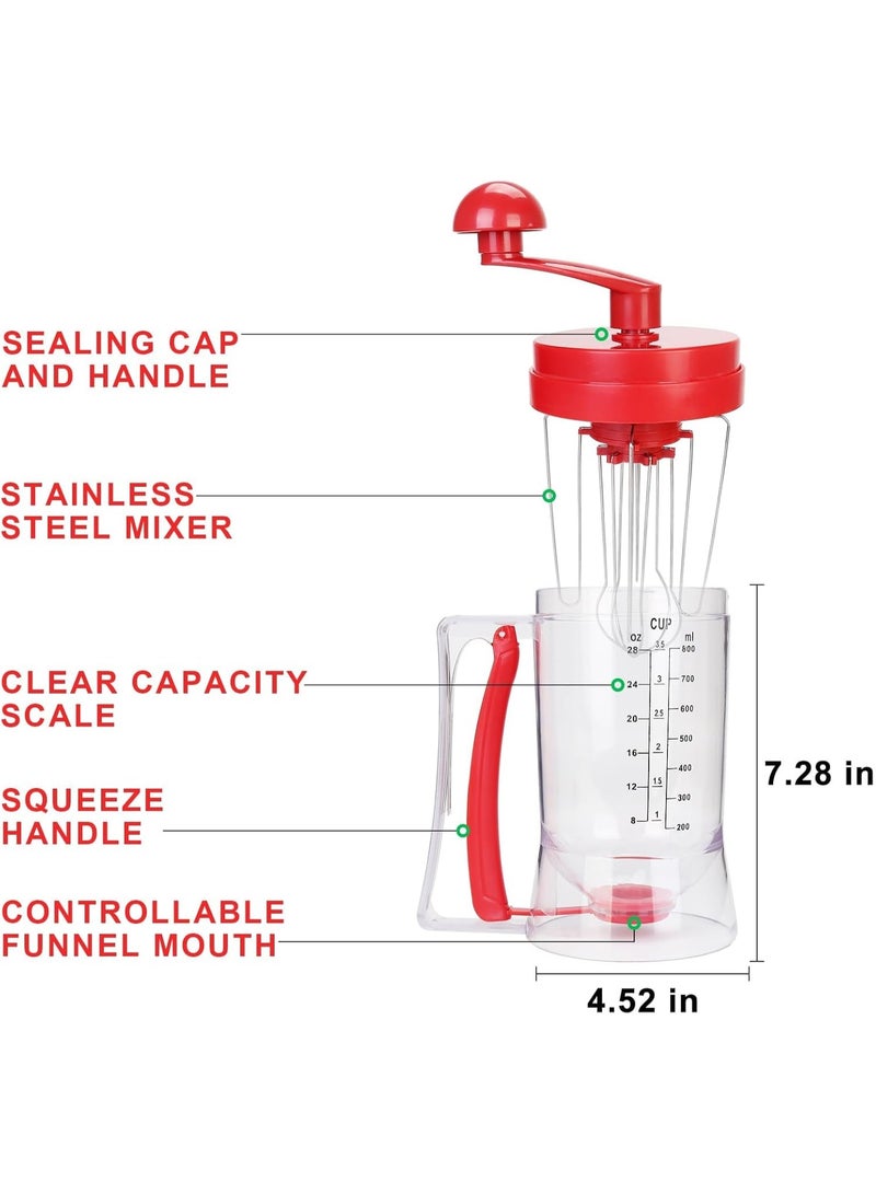 موثوقية التنبؤ موزع عجينة الفطائر موزع كب كيك دقيق مع وظيفة الخلط ومقياس قياس ABS فاصل عجينة البسكويت والوافل من الدرجة الغذائية (أحمر) - Image 4