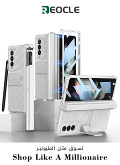 REOCLE Phone Case Phone Cover Magnetic Armor All-included Slide Pen Case with Back Screen Glass Hinge Holder Phone Cover for Samsung Galaxy Z Fold 3 Fold 4 Fold 5  - Image 1