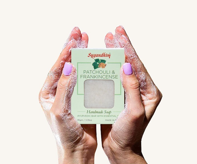 Sugandhim Patchouli Frankincense Rosemary Cedarwood Handmade Ayurvedic Soap95gmsPack of 2 - Image 3