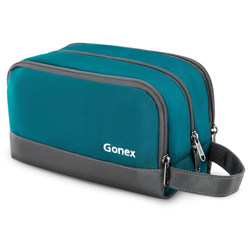 Gonex Travel Toiletry Bag Nylon, Shaving Bag Toiletry Organizer Peacock Green - Image 1