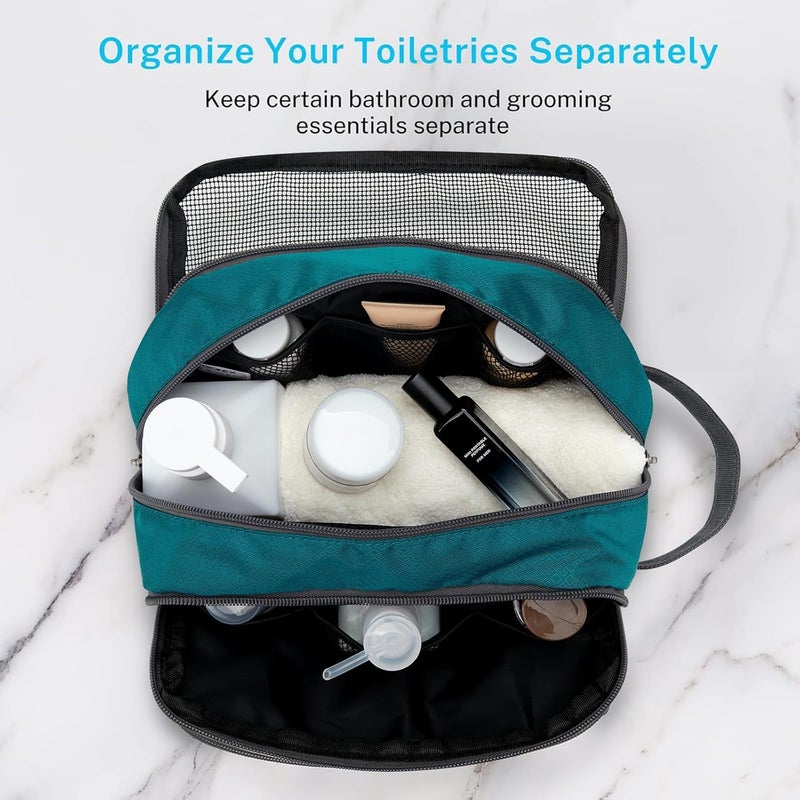 Gonex Travel Toiletry Bag Nylon, Shaving Bag Toiletry Organizer Peacock Green - Image 3