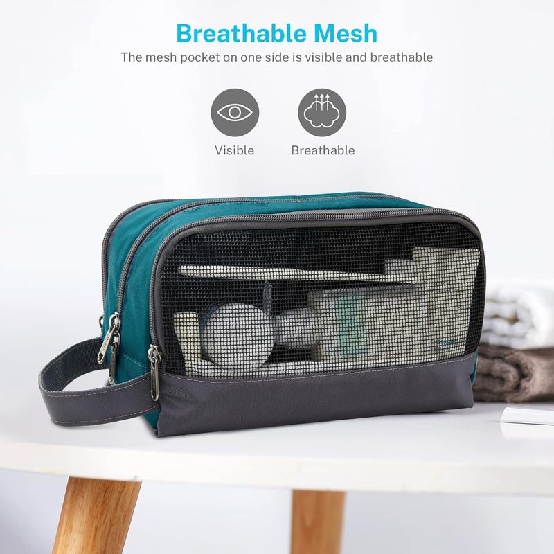 Gonex Travel Toiletry Bag Nylon, Shaving Bag Toiletry Organizer Peacock Green - Image 4