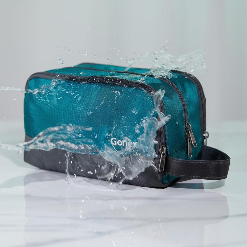 Gonex Travel Toiletry Bag Nylon, Shaving Bag Toiletry Organizer Peacock Green - Image 5