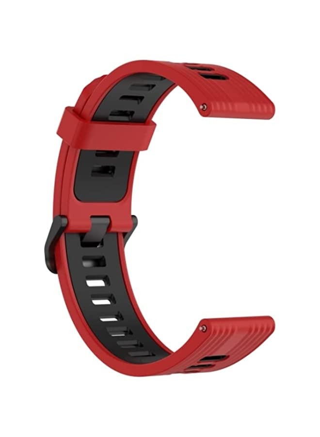 هواوي ووتش GT Runner سوار 22mm الشريط المزدوج لون سيليكون سوار أحمر أسود - Image 3