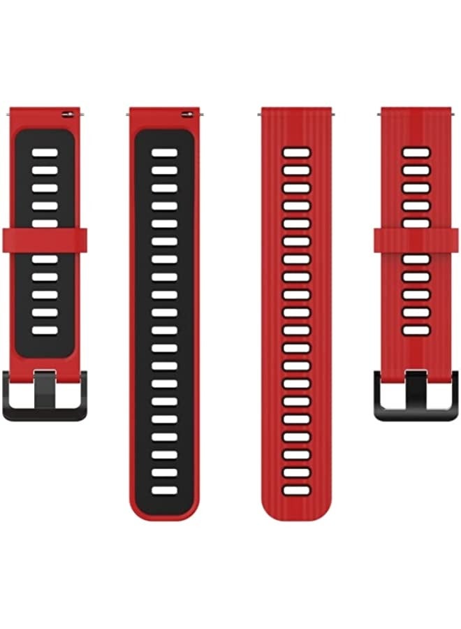 هواوي ووتش GT Runner سوار 22mm الشريط المزدوج لون سيليكون سوار أحمر أسود - Image 2