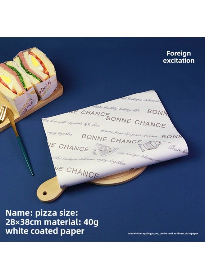 Sandwich Wrapping Paper Oil-absorbing And Oil-proof Hamburger Paper Bread Tray Pad Paper Lunch Roll LOGO-Color:500 To Send 450 Sealing Stickers-Specifications:Pizza - Image 1