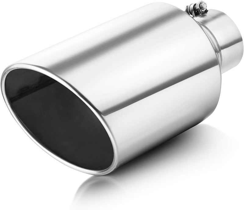 A-KARCK Polished Stainless Steel Exhaust Tip - 4" Inlet, 8" Outlet, 15" Long - Image 1