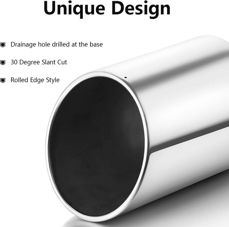 A-KARCK Polished Stainless Steel Exhaust Tip - 4" Inlet, 8" Outlet, 15" Long - Image 3