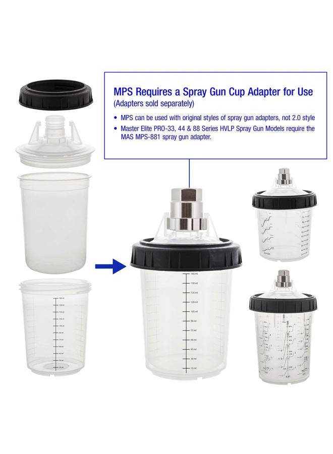 Master Airbrush Master Paint System 3 Cup Size 6 oz, 20 oz, 27 oz Variety Pack Set, MPS Disposable Paint Spray Gun Cup Liners and Lid System, 6 Pack Kit of Each Size, Lids with Strainers, Hard Cups, Retainer Rings - Image 4