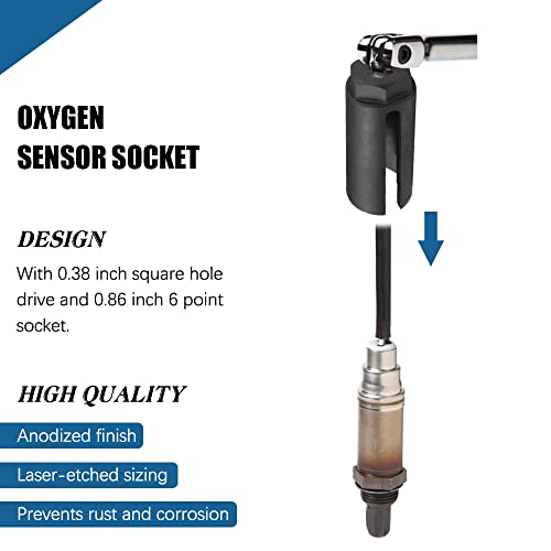 KEDAKEJI Oxygen Sensor Socket with Side Wire Cutout 3/8-Inch Drive by 7/8-Inch fits All Vehicle O2 Removal and Installation Offset Oxygen Sensor Socket(22mm) - Image 3