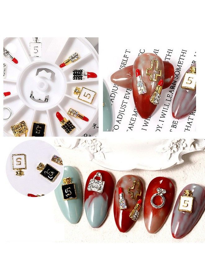CESUSME 12Pcs Alloy Nail Charms Handbag Lipstick Nail Charms Gold 3D Crystal Gems Luxury Jewelry Charms Rhinestones For Nails Diy Art  - Image 5