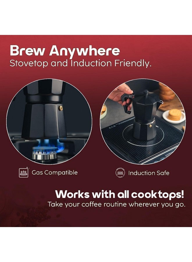 InstaCuppa إنستا كوبا 2 في 1 موكا بوت صانع الإسبريسو | متوافق مع الموقد و الحث | 300 مل من الألمنيوم الفاخر | صانع القهوة على الطراز الإيطالي | يصنع 4-6 أكواب | إسبريسو، أمريكانو والمزيد، أسود - Image 2