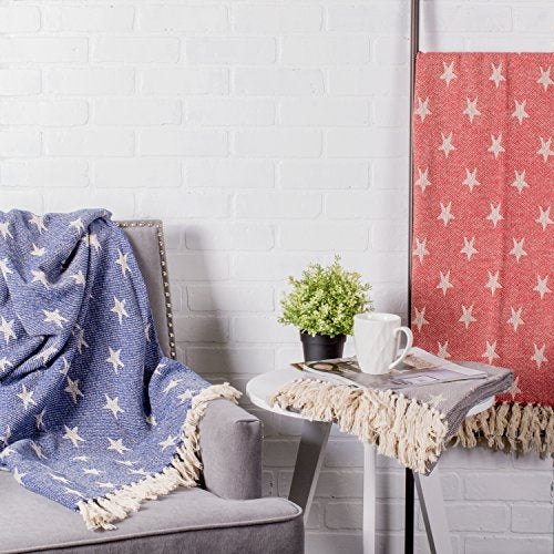 DII 4TH of July Patriotic Throw Blanket with Decorative Tassles, Use for Chair, Couch, Bed, Picnic, Camping, Beach, & Just Staying Cozy at Home (50 x 60), Star Gray - Image 5