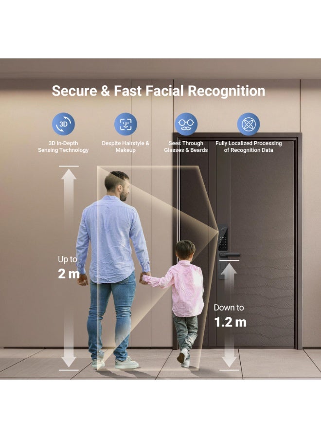 EZVIZ Smart Lock Y2000FVS, Biometric Smart Door Lock, 3D Face Recognition Built-in Wifi Door Lock, Night Vision, Active Intercom & Child Safety, IP52 for Home, Apartment, Office, Hotel 6068 - Image 4