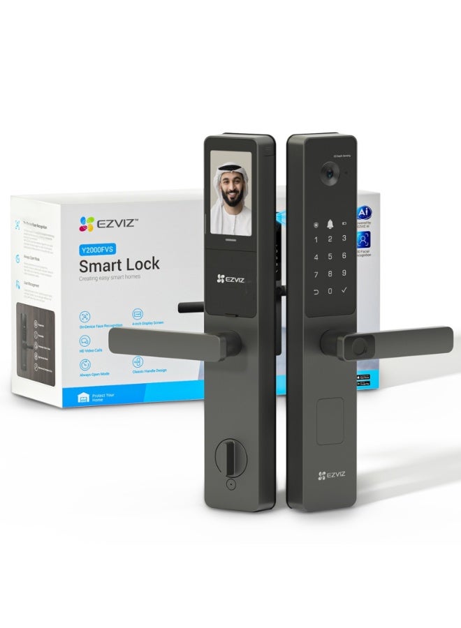 EZVIZ Smart Lock Y2000FVS, Biometric Smart Door Lock, 3D Face Recognition Built-in Wifi Door Lock, Night Vision, Active Intercom & Child Safety, IP52 for Home, Apartment, Office, Hotel 6068 - Image 1