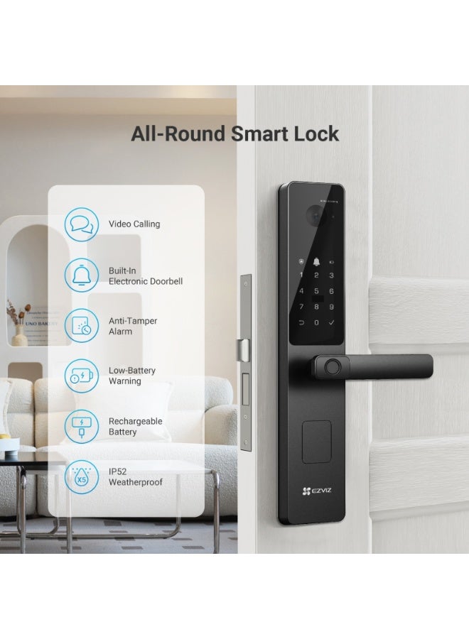 EZVIZ Smart Lock Y2000FVS, Biometric Smart Door Lock, 3D Face Recognition Built-in Wifi Door Lock, Night Vision, Active Intercom & Child Safety, IP52 for Home, Apartment, Office, Hotel 6068 - Image 2