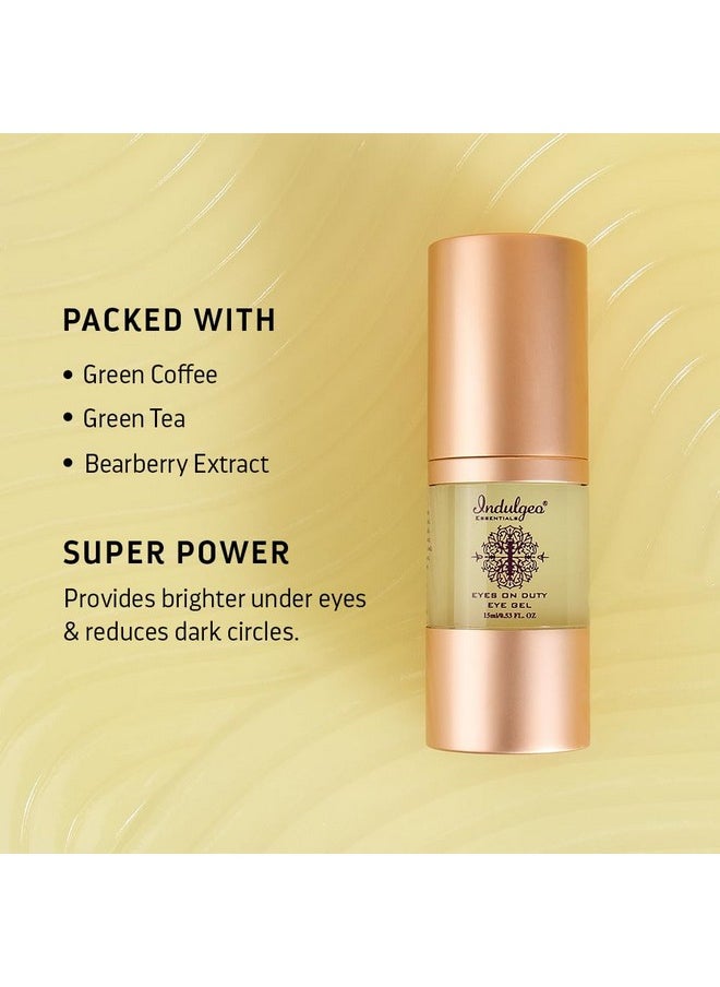 Indulgeo ESSENTIALS Organic Eyes On Duty - Eye Gel For Hydrates & Brighten Under Eyes, Reduces Puffiness, Dark Circles, Removal Of Wrinkles & Fine Lines For Women & Men - 15Ml  - Image 3