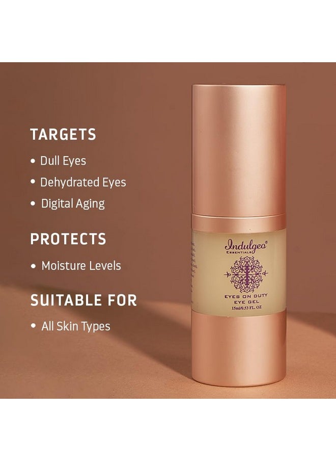 Indulgeo ESSENTIALS Organic Eyes On Duty - Eye Gel For Hydrates & Brighten Under Eyes, Reduces Puffiness, Dark Circles, Removal Of Wrinkles & Fine Lines For Women & Men - 15Ml  - Image 2