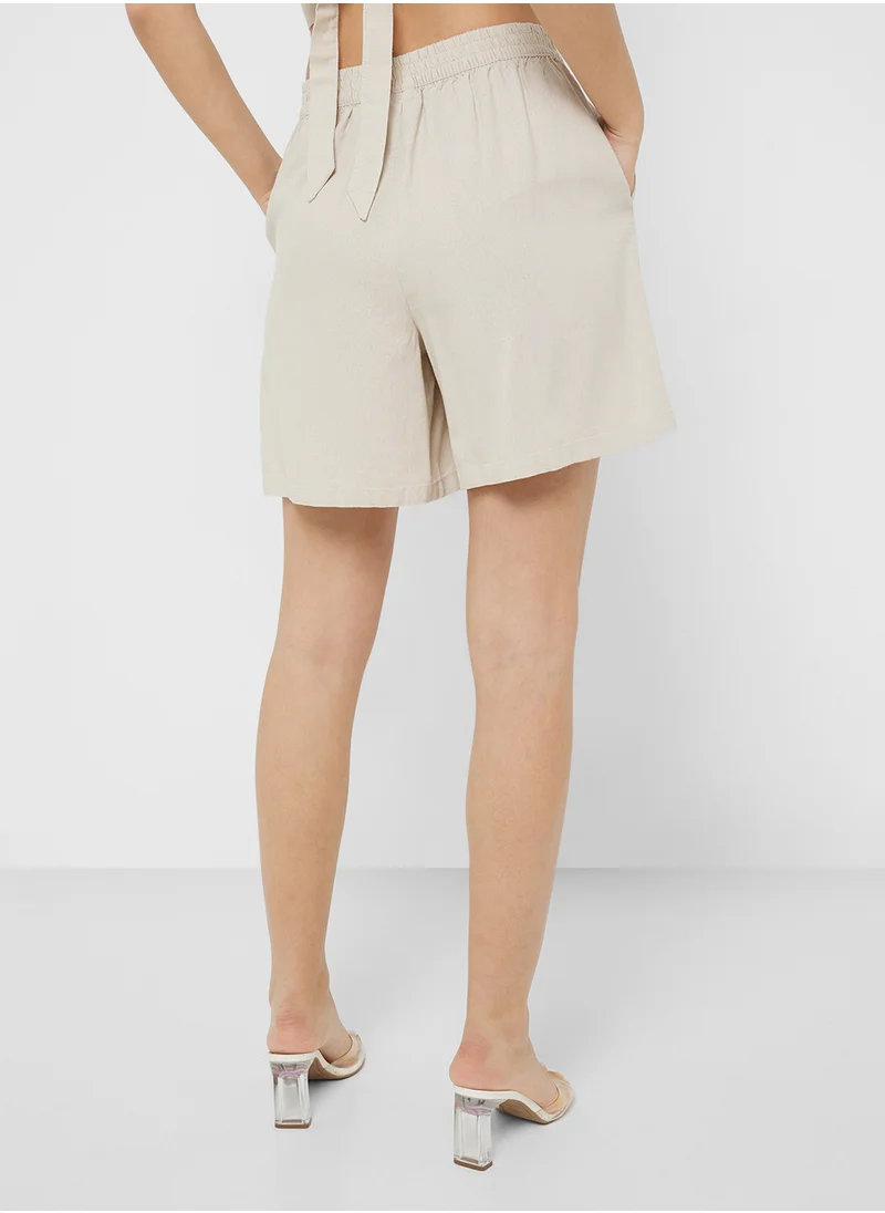 فيرو مودا High Waist Linen Shorts