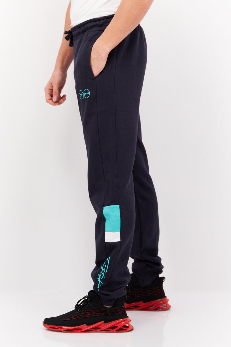 CROSSHATCH Men Regular Fit Drawstring Brand Logo Jogger Pants, Navy - Image 3