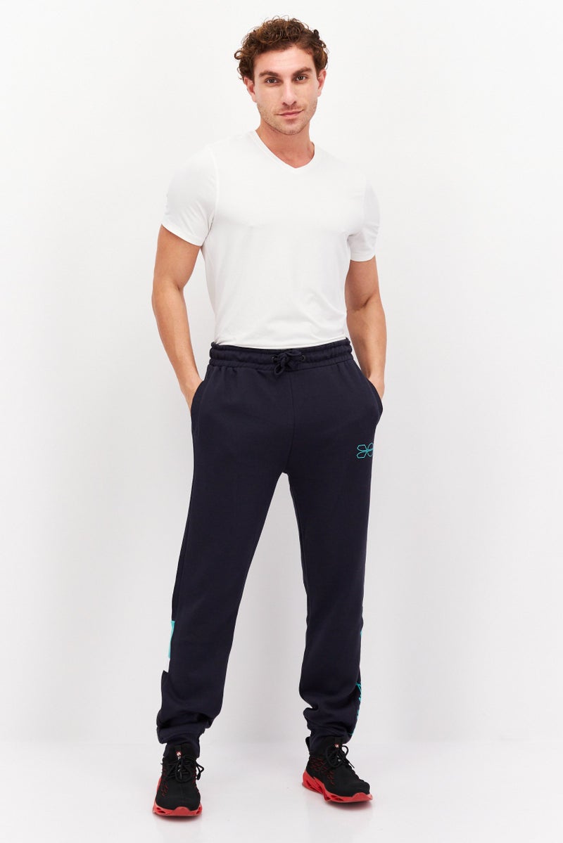 CROSSHATCH Men Regular Fit Drawstring Brand Logo Jogger Pants, Navy - Image 2