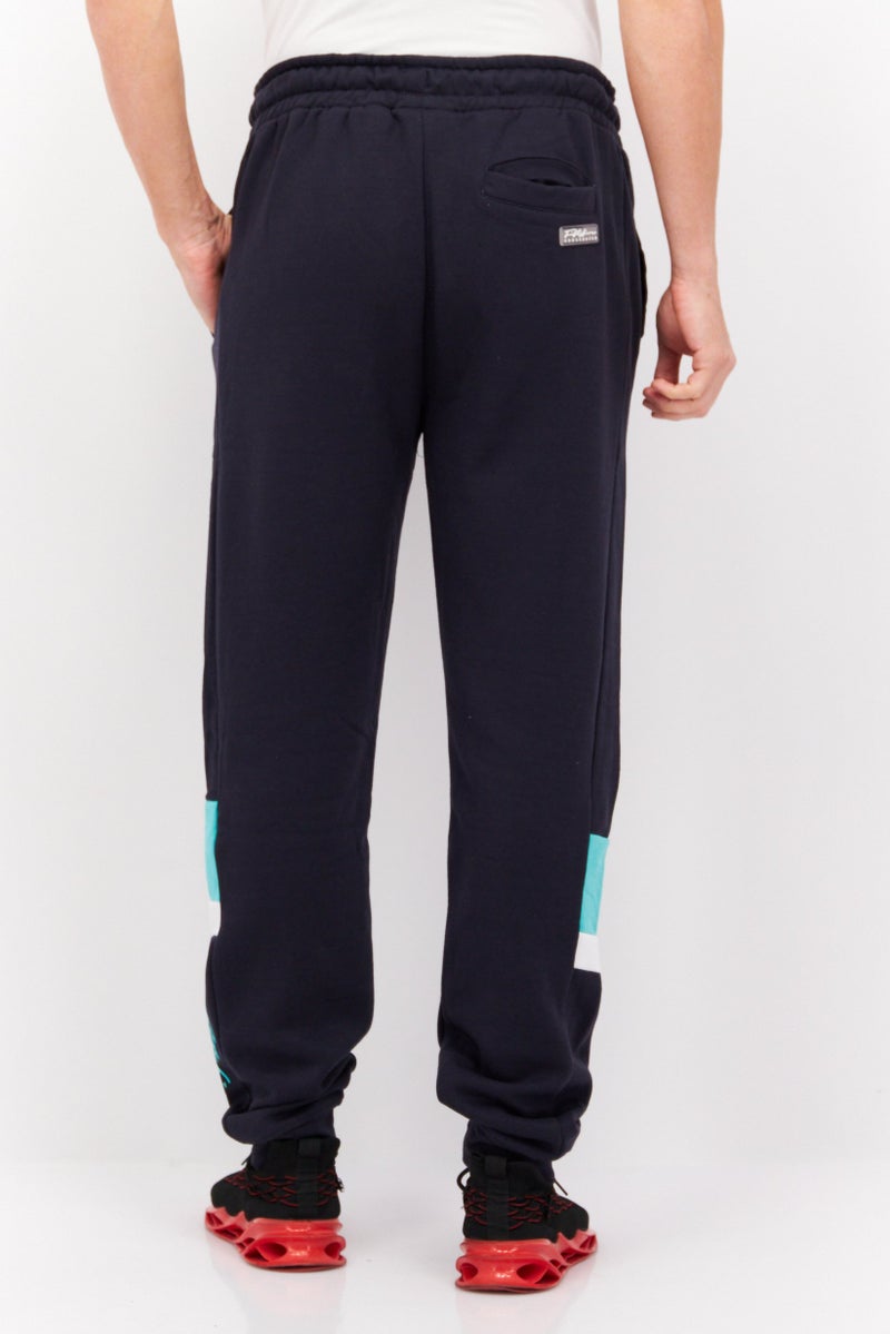 CROSSHATCH Men Regular Fit Drawstring Brand Logo Jogger Pants, Navy - Image 4