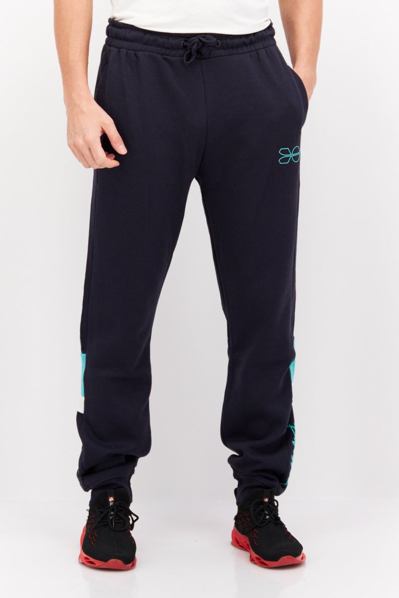 CROSSHATCH Men Regular Fit Drawstring Brand Logo Jogger Pants, Navy - Image 1