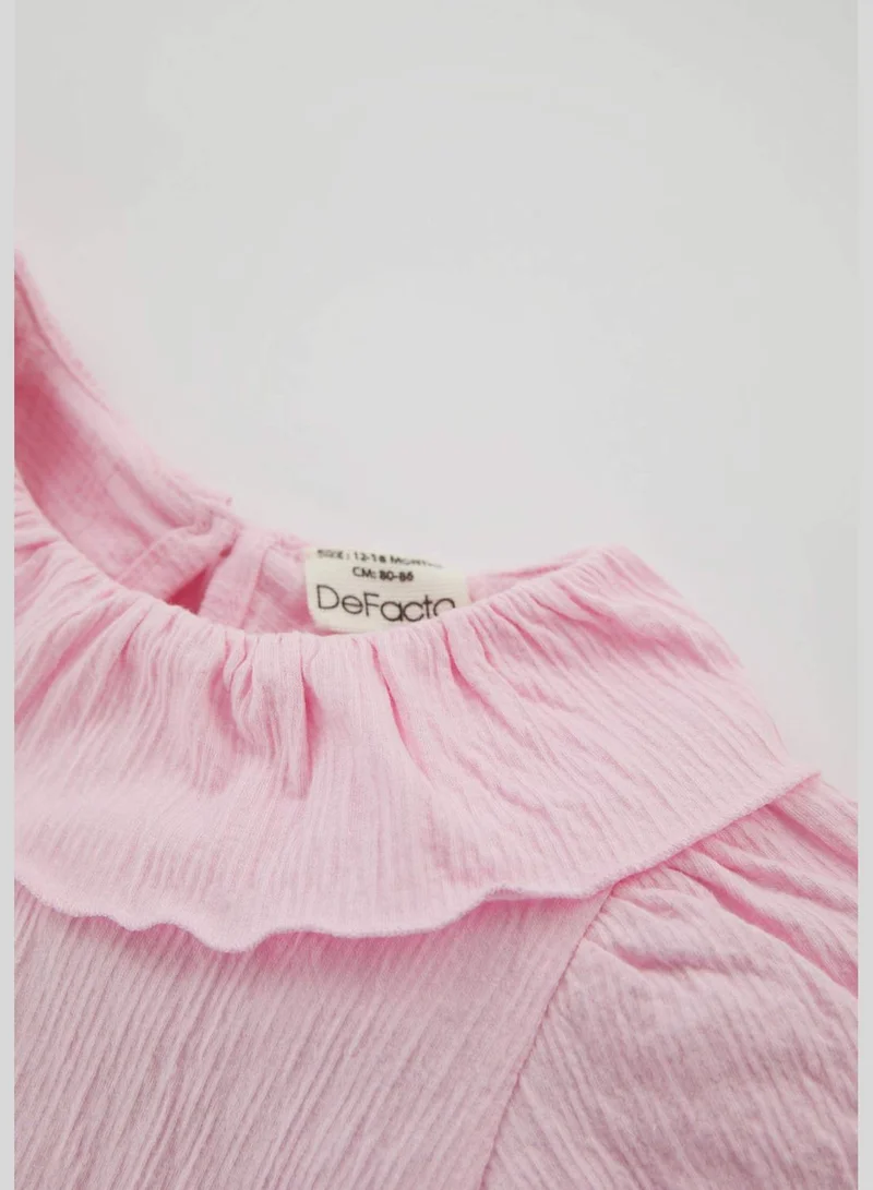 ديفاكتو BabyGirl Big Neck Knitted Short Sleeve Body