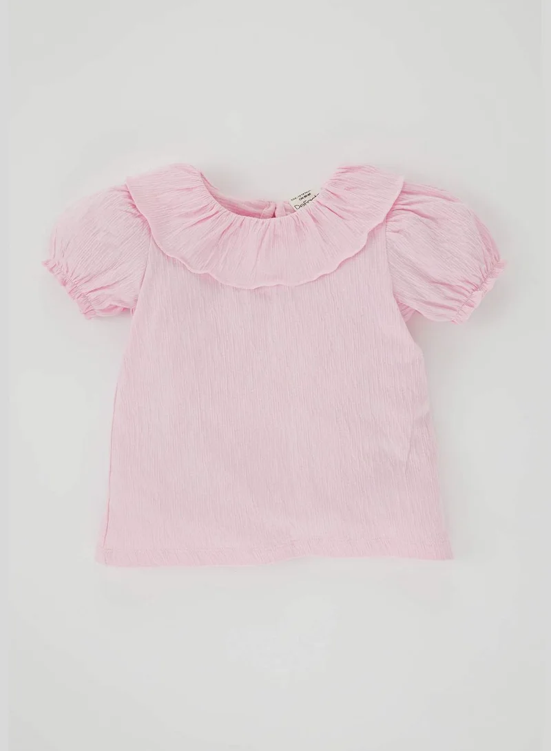 ديفاكتو BabyGirl Big Neck Knitted Short Sleeve Body