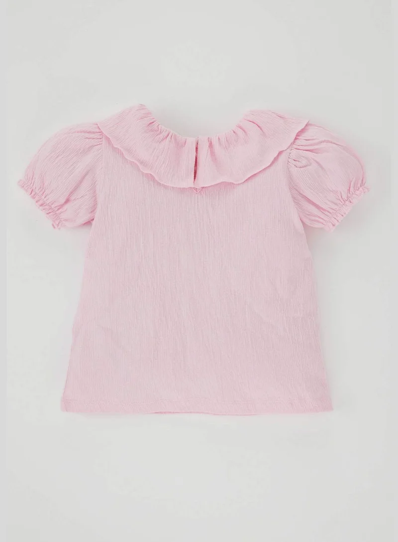 ديفاكتو BabyGirl Big Neck Knitted Short Sleeve Body