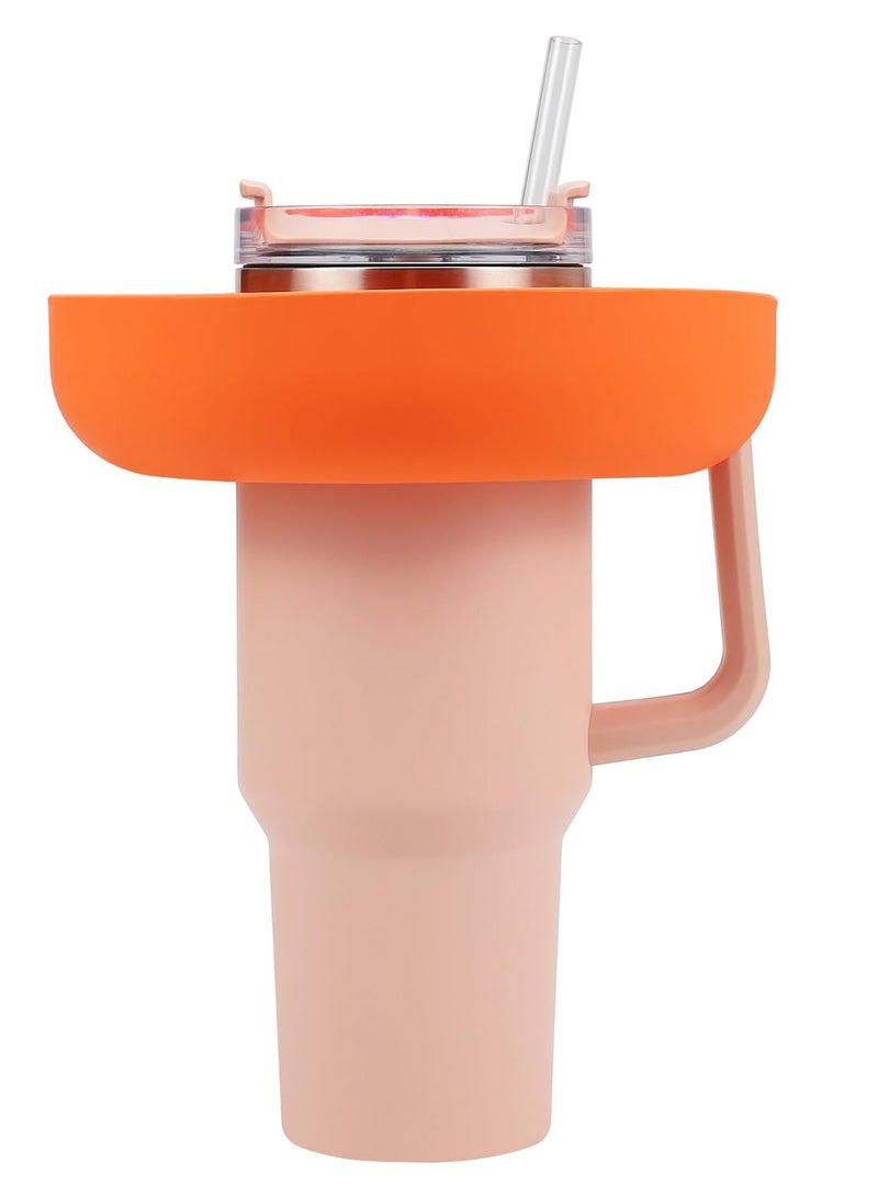 SYOSI 40oz Snack Bowl for Stanley Cup, Reusable Snack Ring Compatible, Tumbler with Handle, Cute Water Bottle Accessories with Long Silione, Orange  - Image 4