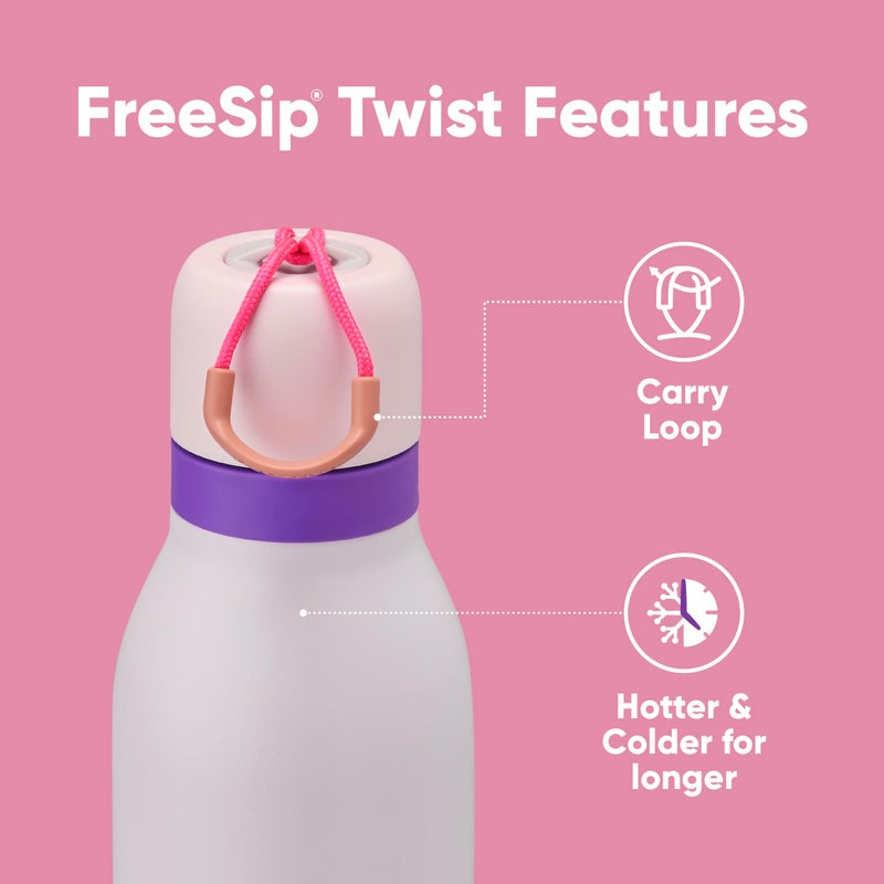 Owala Owala FreeSip Twist Insulated Stainless Steel Water Bottle with Straw for Sports and Travel  BPA-Free  24-oz  Pink/Purple (Dreamy Field)  - Image 2