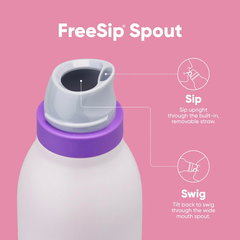 Owala Owala FreeSip Twist Insulated Stainless Steel Water Bottle with Straw for Sports and Travel  BPA-Free  24-oz  Pink/Purple (Dreamy Field)  - Image 4