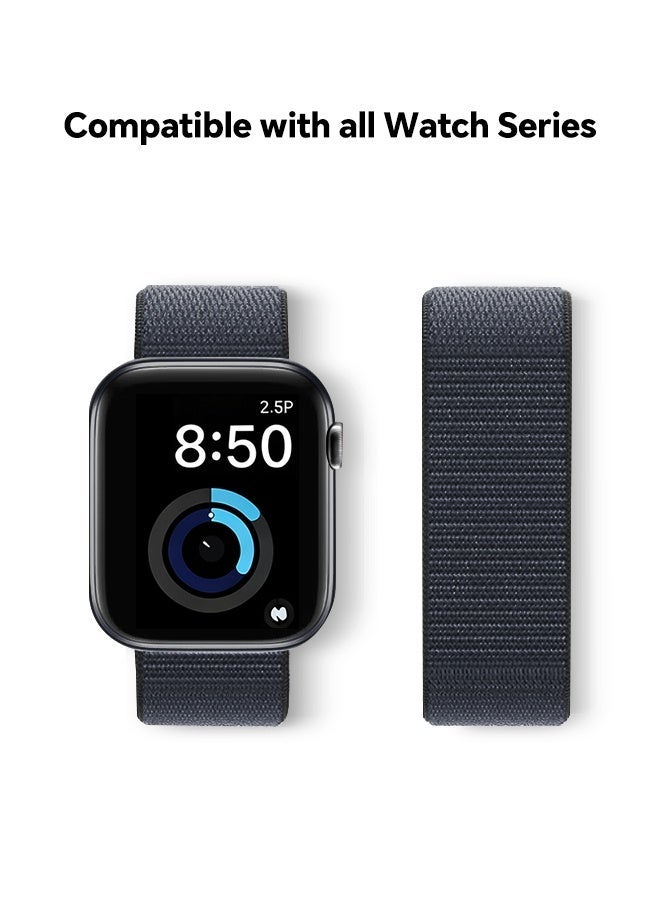Neyecam Nylon Loop Sport Band Compatible with Apple Watch 42mm/44mm/45mm/46mm/49mm – Breathable Adjustable Strap for iWatch Ultra 2/SE/Series 10/9/8/7, Lightweight Sweatproof Replacement Band for Men & Women (Ink) - Image 1