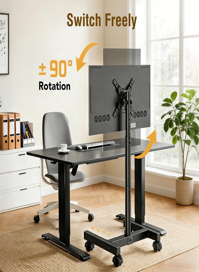 AX WABER Mobile TV Floor Stand for 19-50 inch LCD LED Flat/Curved Panel Screen TVs up to 55 lbs, Height Adjustable TV Stand Mount with VESA 200x200, Portable TV Stand with Tilt Function AX1007TBM - Image 5