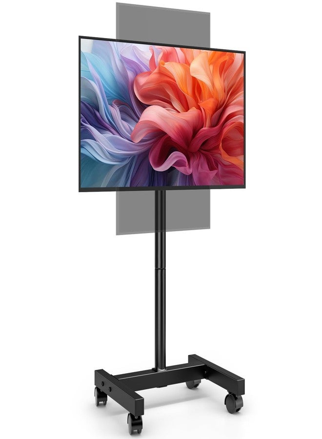 AX WABER Mobile TV Floor Stand for 19-50 inch LCD LED Flat/Curved Panel Screen TVs up to 55 lbs, Height Adjustable TV Stand Mount with VESA 200x200, Portable TV Stand with Tilt Function AX1007TBM - Image 1