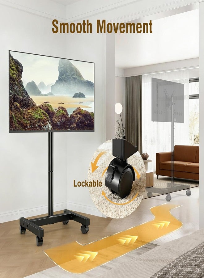AX WABER Mobile TV Floor Stand for 19-50 inch LCD LED Flat/Curved Panel Screen TVs up to 55 lbs, Height Adjustable TV Stand Mount with VESA 200x200, Portable TV Stand with Tilt Function AX1007TBM - Image 2
