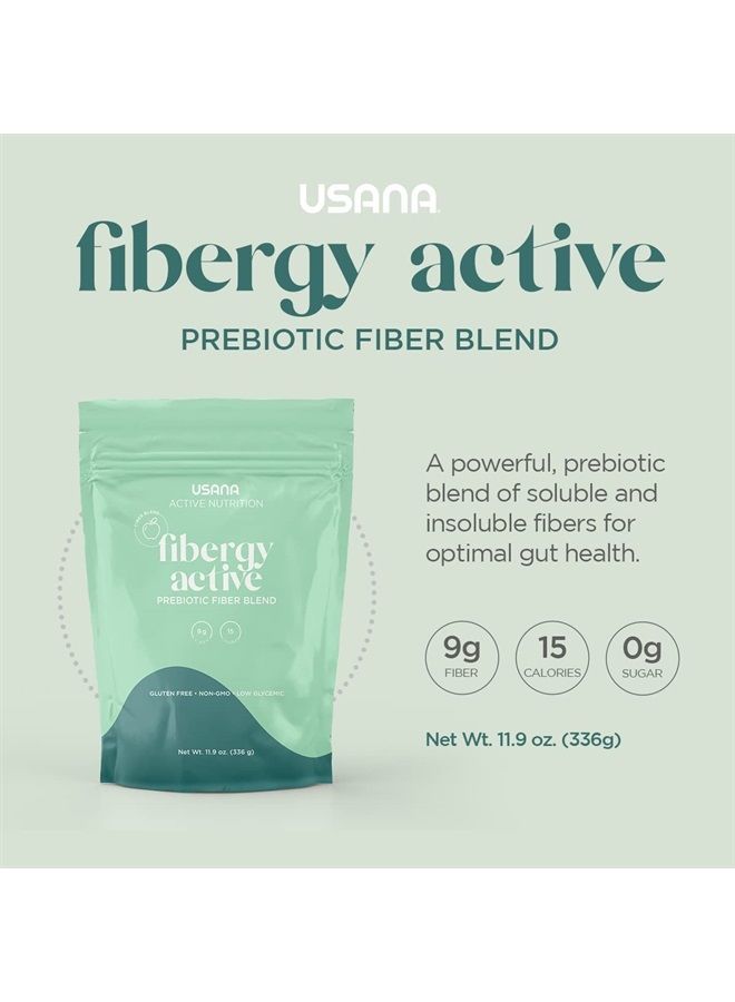 Fibergy Active with Prebiotic Fiber for Gut Health – Non-GMO – Gluten Free – Low Glycemic – 336 Grams - 28 Servings