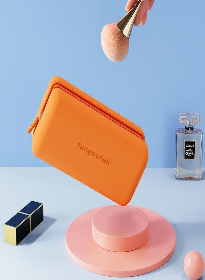 Ask Me Cosmetic Organizer Bag, Large Capacity, Travel Makeup Case for Women, EVA Waterproof Cosmetic (Orange) - Image 5