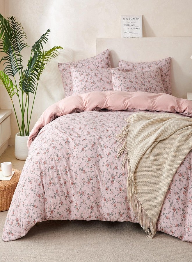BUPIRD Floral Queen Comforter Set 3 Pieces Soft Cute Floral Bedding Comforter Lightweight Garden Style Queen Floral Botanical Comforter Set for All Seasons 1 Comforter and 2 Pillowcases - Image 1