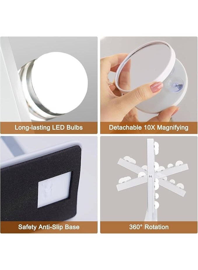 DUNISO Hollywood Makeup Mirror With Light, 9 Led Bulbs, Smart Touch, Three-Color Dimmable, 360° Rotation, White - Image 5