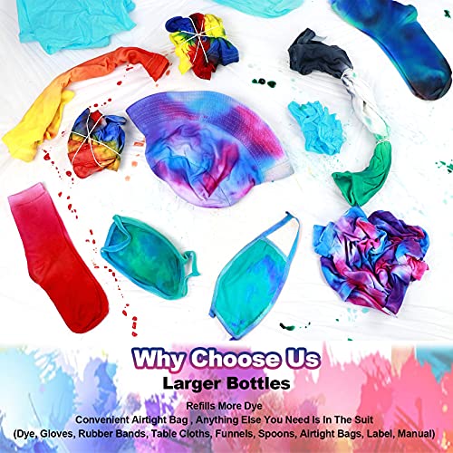 YRYM HT Large Tie Dye Kit for Kids and Adults - 239 Pack Permanent Tie Dye Kits for Clothing Craft Fabric Textile Party Group Handmade Project (Dye up to 60 Medium Adults T-Shirts!) - Image 3