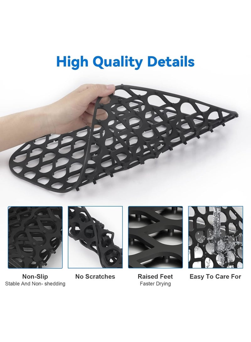 SOLARAE Silicone Sink Mat, 2 PCS Sink Protectors for Kitchen Sink, Kitchen Sink Mat, Grid Non-Slip Folding Sink Pad for Bottom, Stainless Steel Porcelain Sink Pad, Black - Image 5