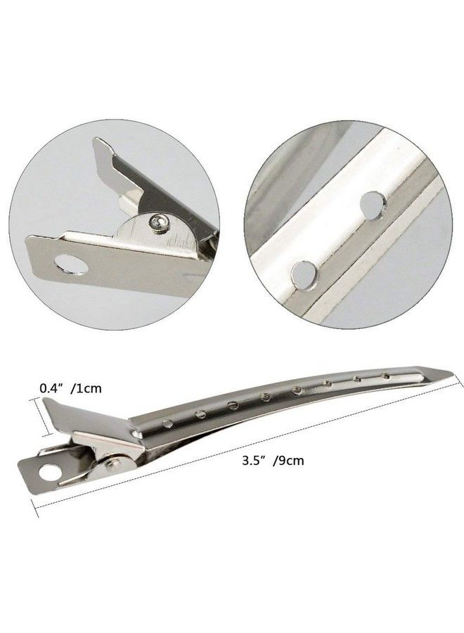 COSLUXE Professional Salon Hair Styling Steel Silver Section Clips Duck Bill Clips 3.5 Rustproof Metall Clips With Holes For Hair Styling Hair Coloring For Women Silver (Pack Of 12) - Image 3