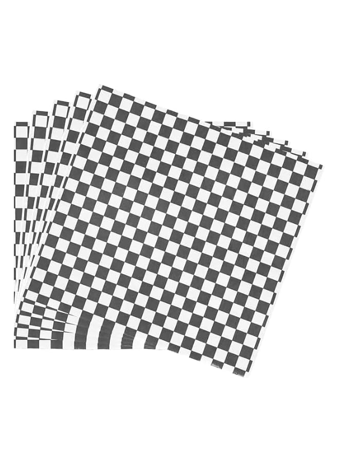 Wrap Paper Checkered, 100 Sheets Food Grade Wrap Checkered Basket Liners Grade Wrap Paper Greaseproof Paper and Waterproof Food Wrapping Paper for Cheese Bread Pizza Fries(26 x 28CM Black Grid)