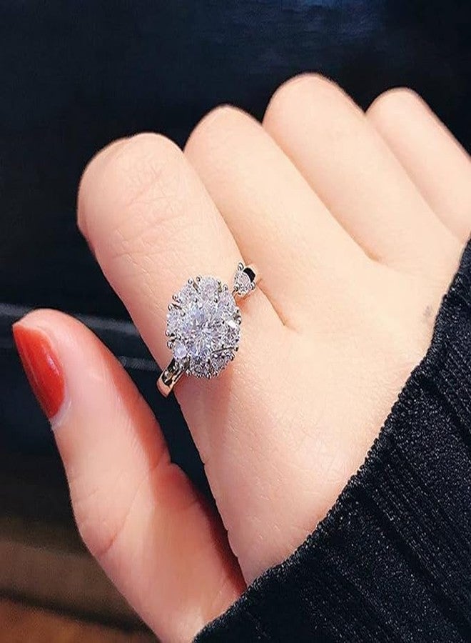 El Regalo Rhinestone Inlaid Rotating Open Spinner Finger Ring for Girls/Women - Fidget Spinner Anxiety Relief Anti Tarnish Rotating Ring (One Size) - Image 2